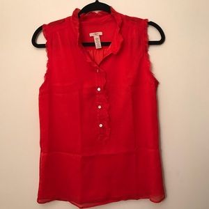 ❤️🔥J. CREW: Neon Orange 100% Silk Blouse!